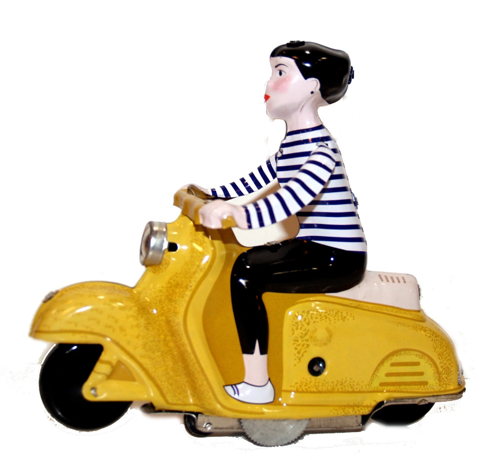Tin Toy Scooter Girl Windup Tin Toy - Girl on scooter - Scooter - Yellow