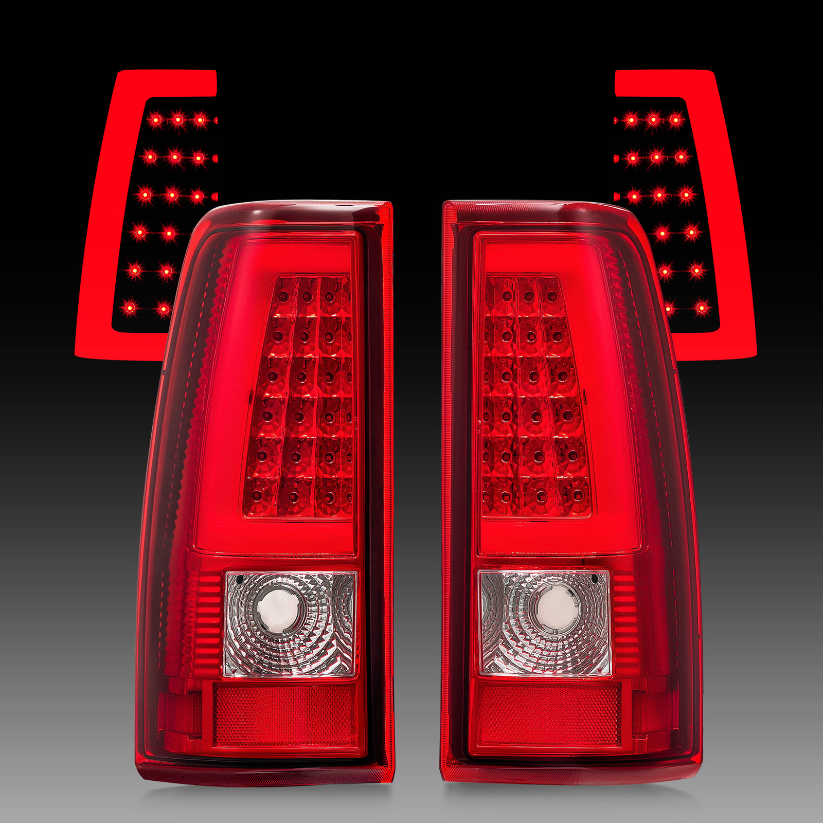 2003-2006 Chevy Silverado 1500 03-06 GMC Sierra Red LED Tail Lights Brake Lamps