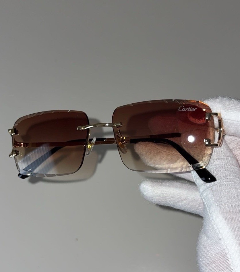 Cartier Big C Diamond Cut Brown Frameless Lens