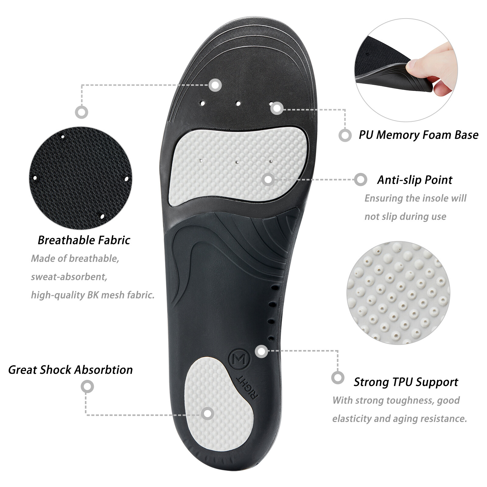 Insoles Plantar Fasciitis Arch Support Orthotic Insole for Men&women