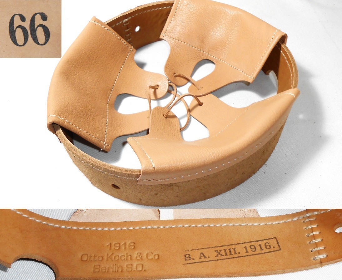 German WWI M-16 helmet leather liner  size 66.