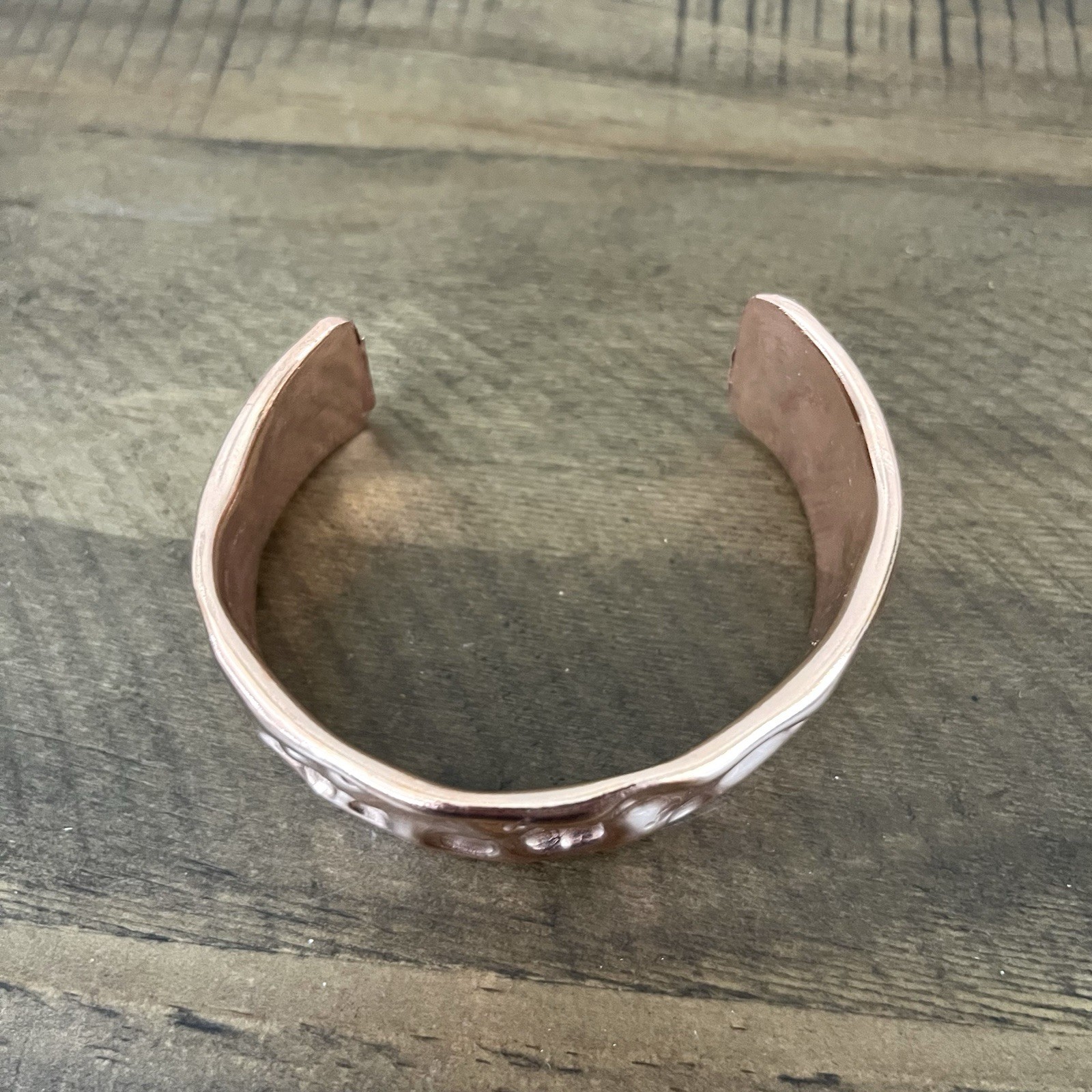 Brutalist Heavy Thick Men’s Hammered Wide Copper Artisan Cuff Bracelet Shiny