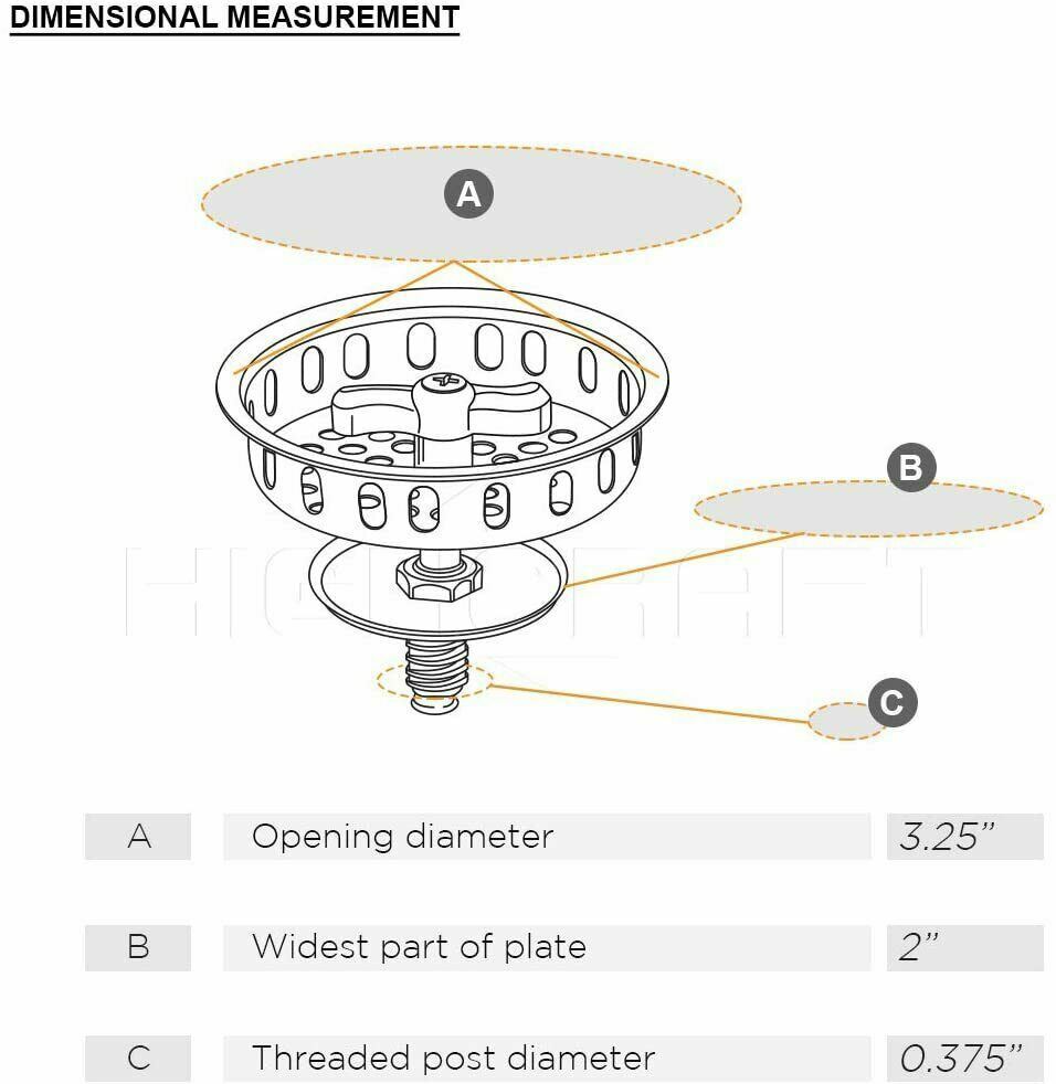 Stainless Steel Kitchen Sink Strainer Stopper Drain Basket 31/2inc Waste Plug US