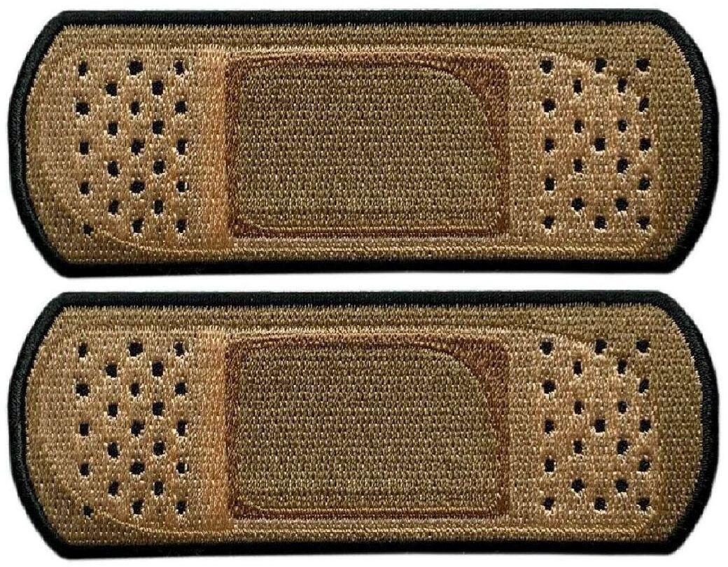 BAND AID EMBROIDERED FIRST AID PATCH  - 2PC  | 4" X 1 .5" iron on sew on