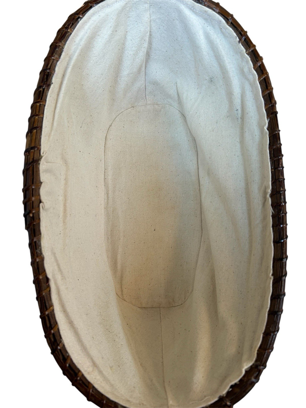 Antique Nantucket Lightship Basket - Swing Handle - Wood Bottom - Handwoven Cane