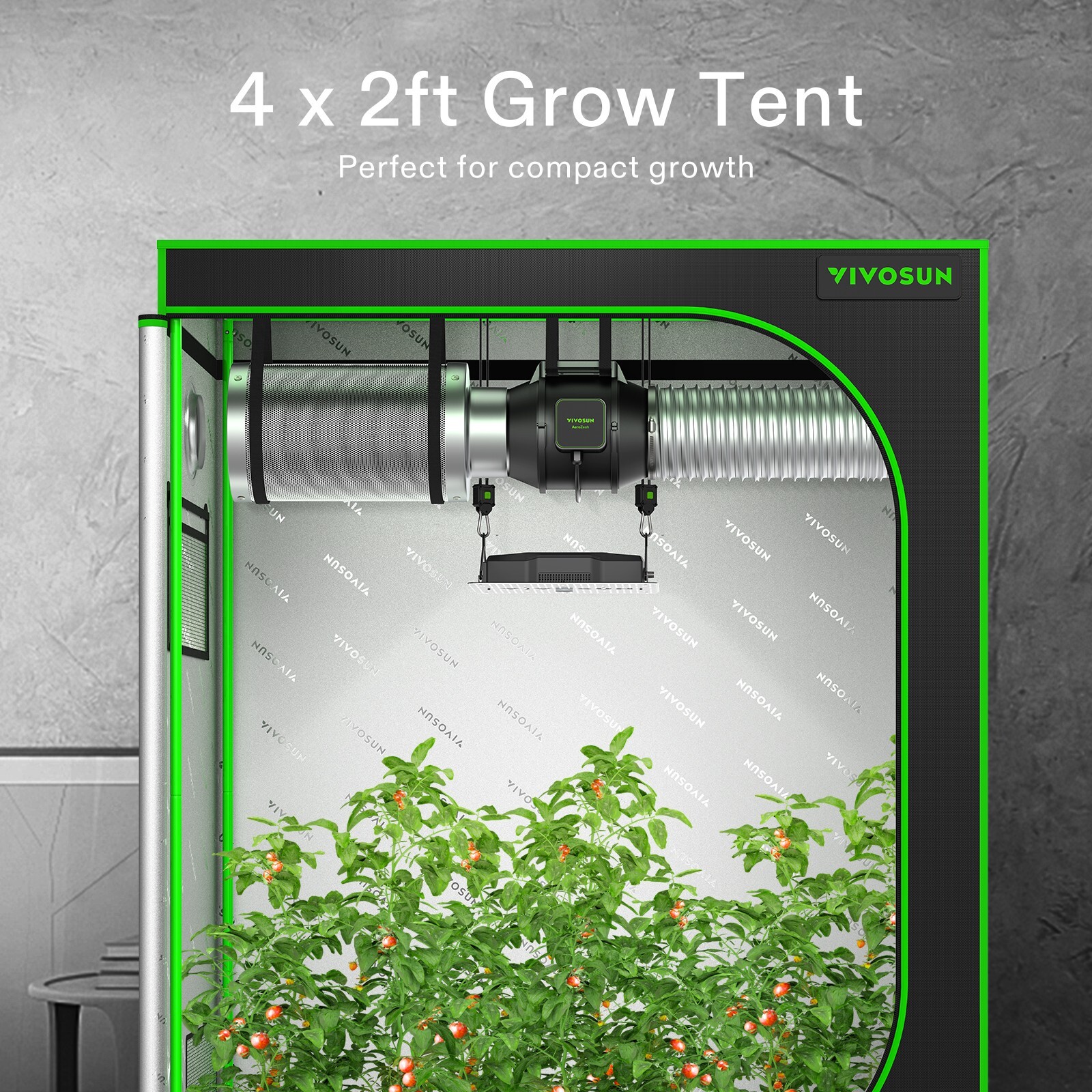 VIVOSUN Indoor Grow Tent 4'x2' Non toxic Mylar Room Reflective 48"X24"X60"