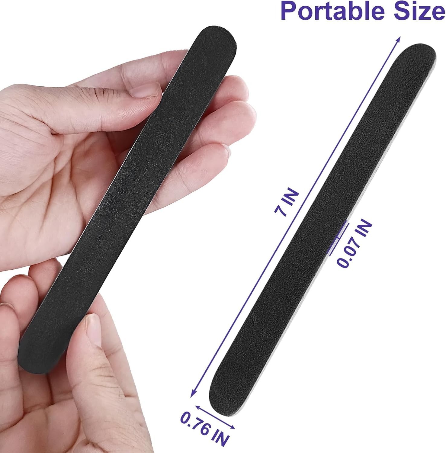 20 Pack 100/180 Grit Nail Files Black Professional Emery Boards Nail