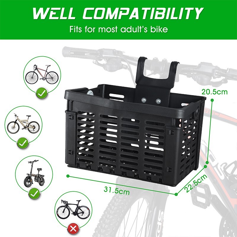 WEST BIKING Foldable Bike Front Handlebar Basket Bicycle Rack Pack Basket Black