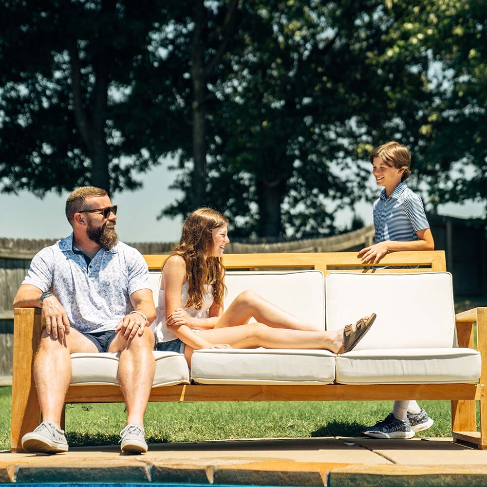 Ash & Ember Sierra Grade A Teak 60in Sofa, Seats 2 Comfortably