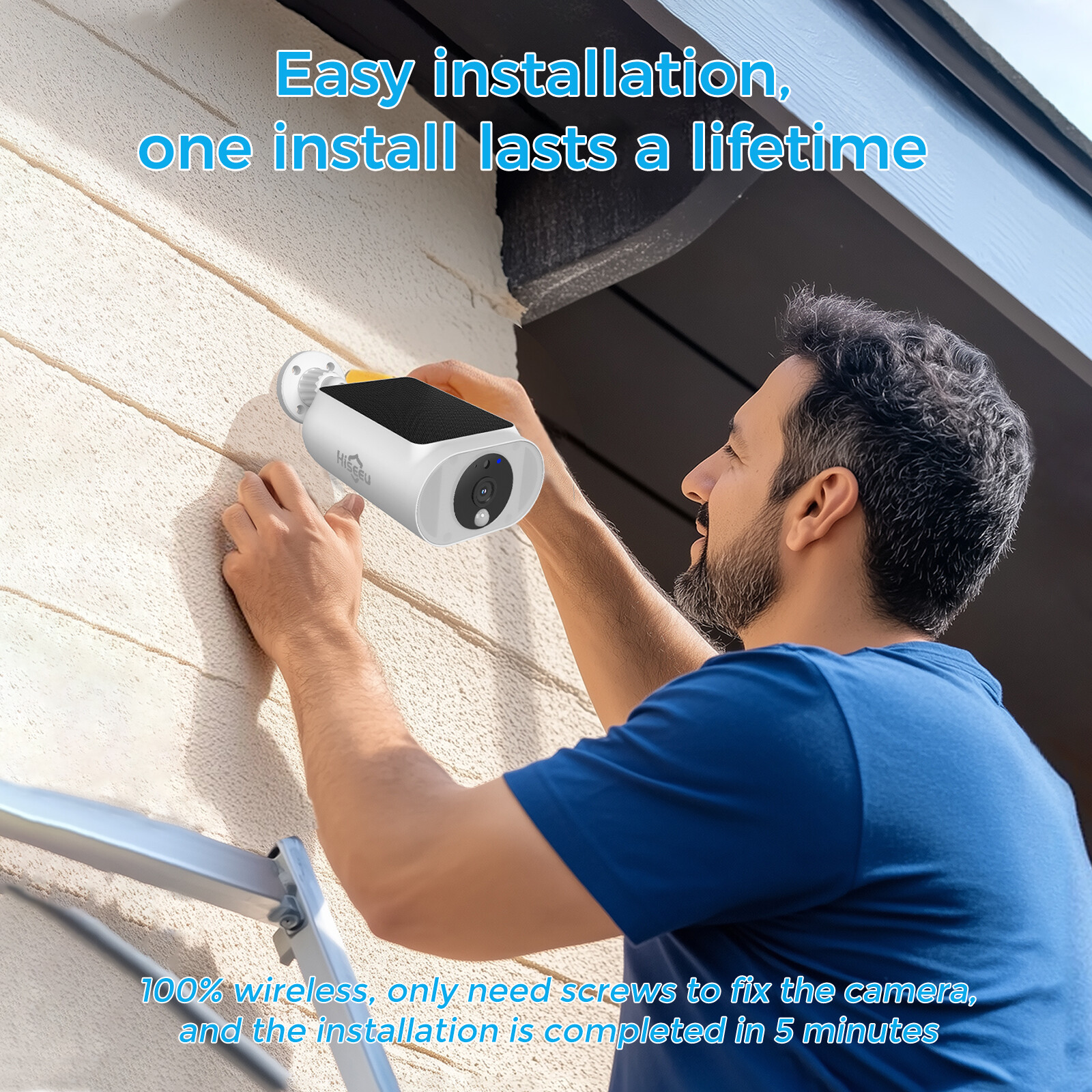 Hiseeu 4MP 10CH Wireless WIFI Solar Battery Powered Security Camera System Audio