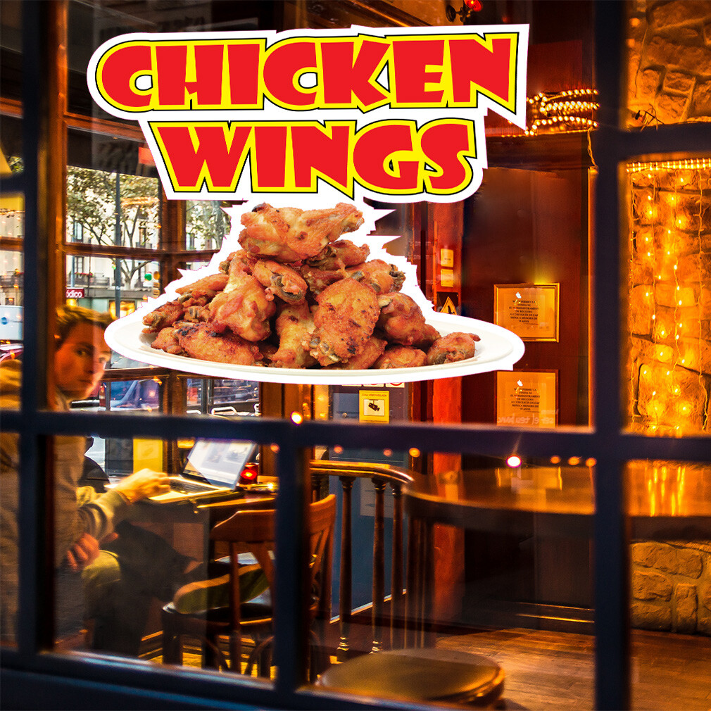 Food Truck Decals Chicken Wings Restaurant & Food Concession Sign Brown