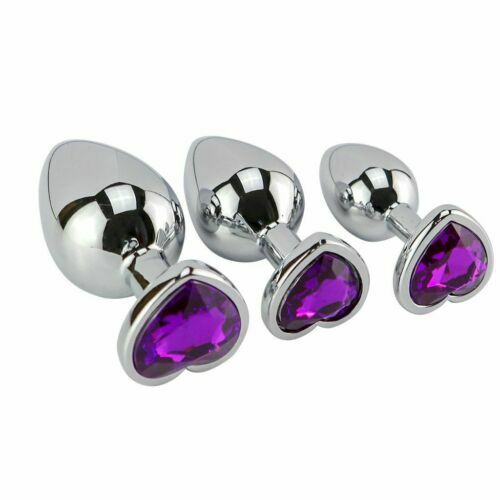 Purple Booty Sparks Gem Stainless Steel Metal Anal Butt Plug Trainer Sex Toys