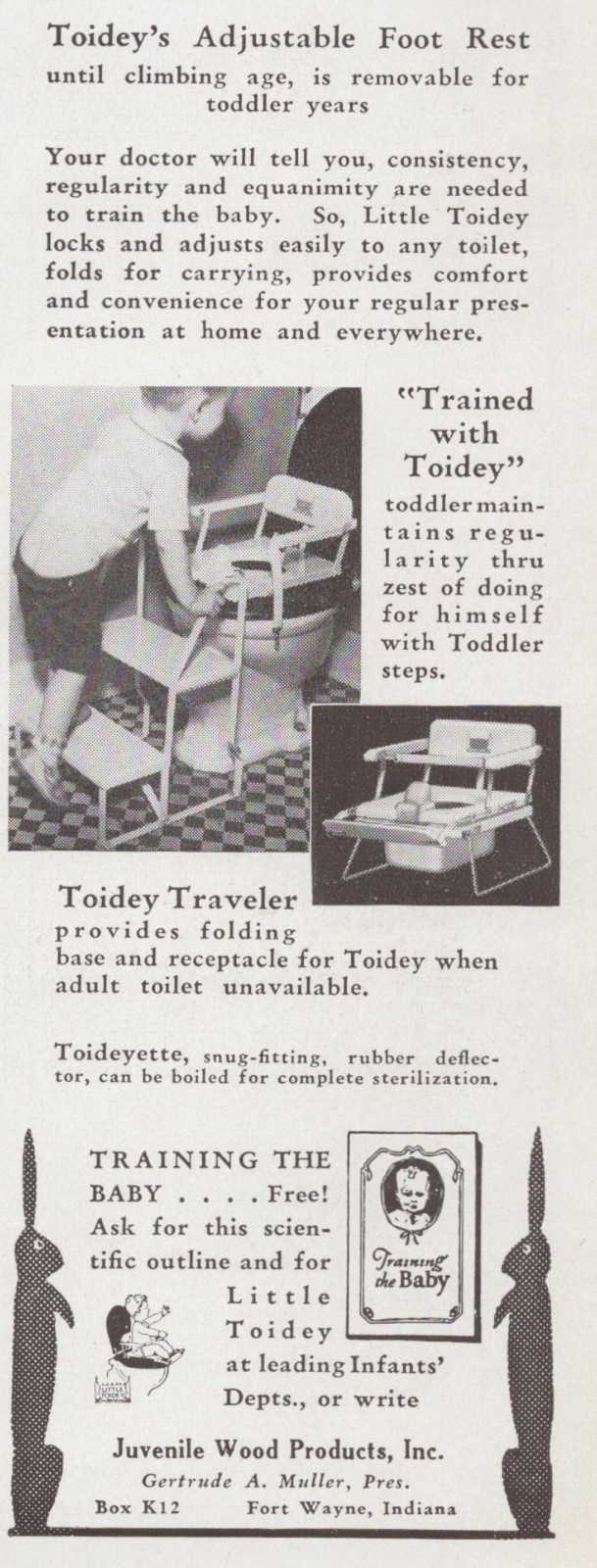 Little Toidey Baby Toddler Toilet Trainer Fort Wayne IN Vintage Print Ad 1937