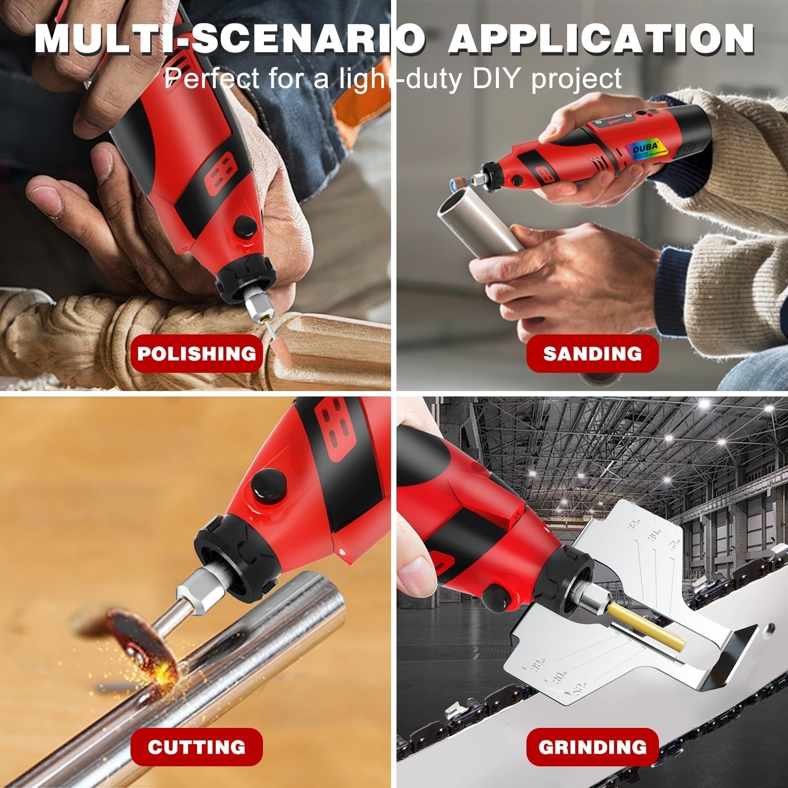 Cordless Electric Chainsaw Sharpener Kit 54PCS w/ Diamond Wheels & Battery