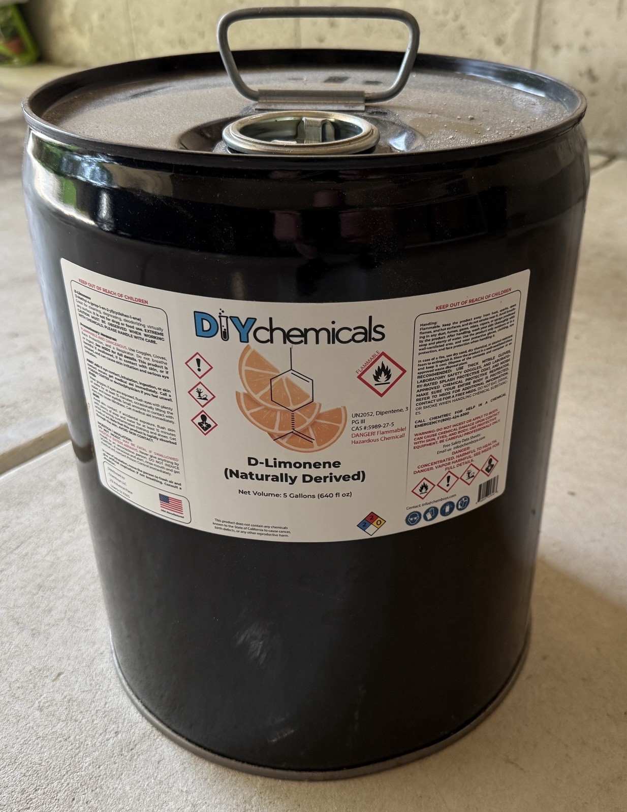 D-Limonene – Solvent 5 Gallons , Naturaly Derived , DIY  chemicals Brand