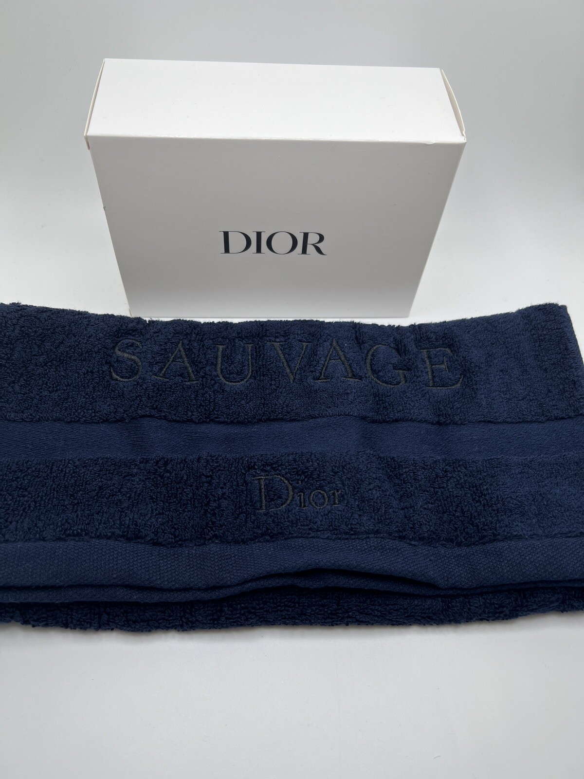 Dior Beaute Sauvage Dark Navy Blue Face Towel NIB 12”✖️24”