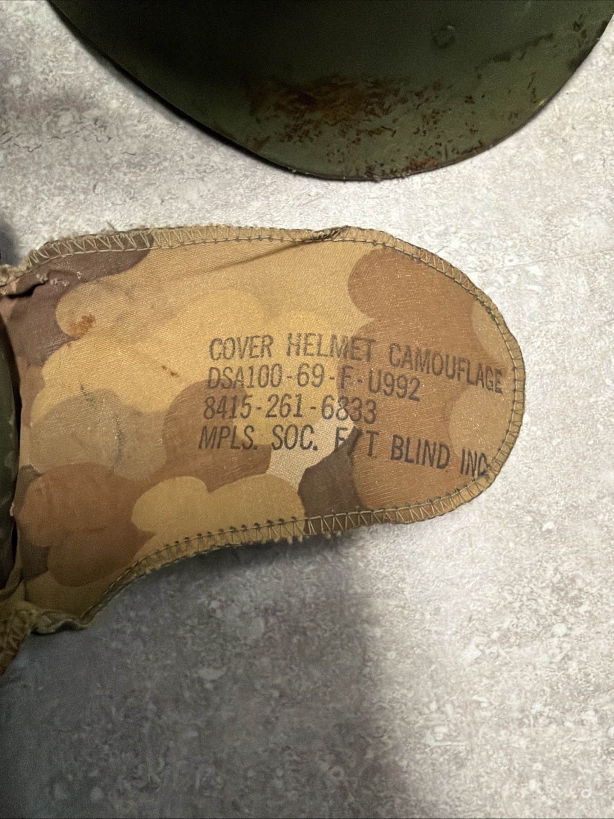 Vietnam WWII Steel Pot FRONT SEAM Helmet Mitchell Cover Liner NICE