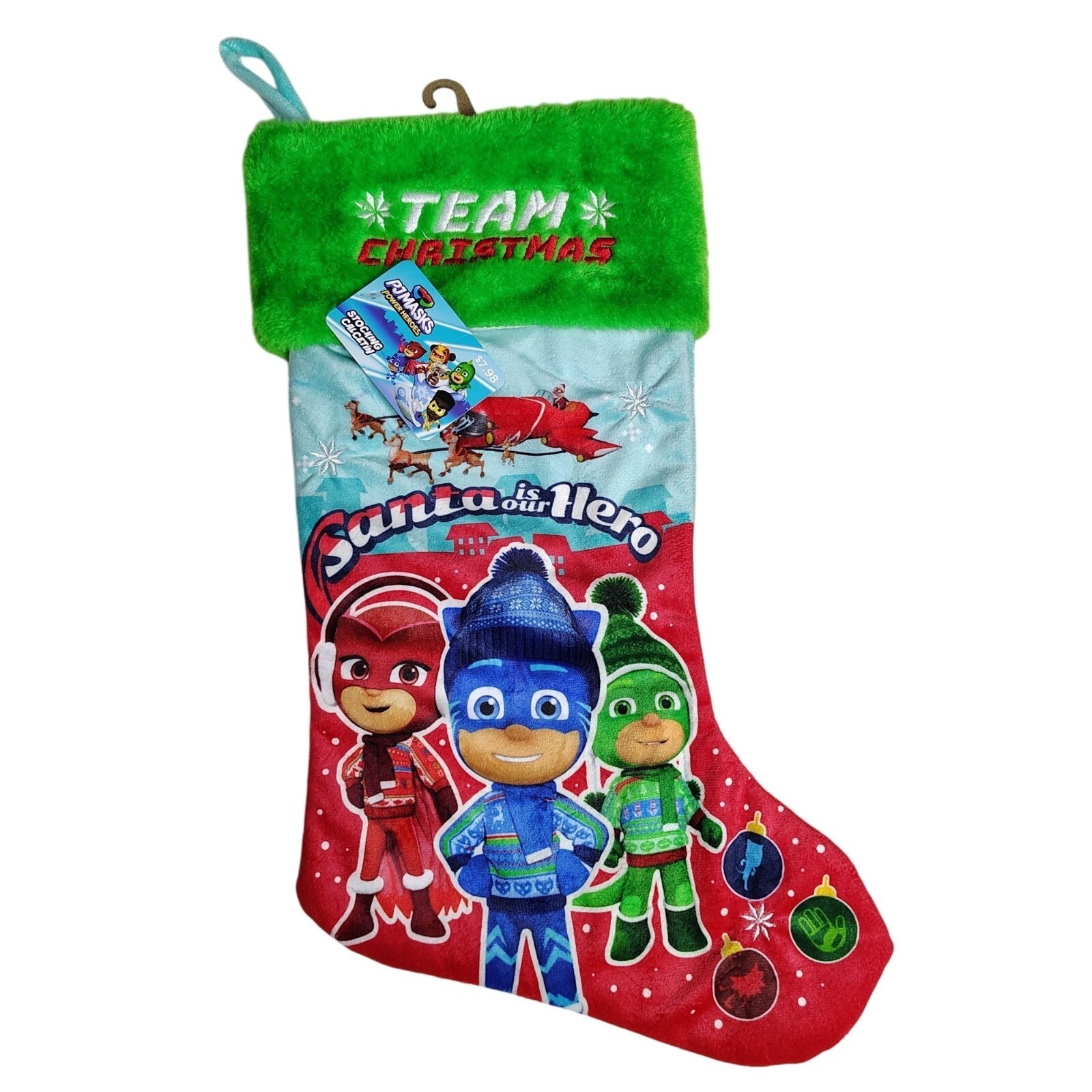 Ruz PJ Masks Santas Our Hero 18 Inch Embroidered Plush Christmas Stocking