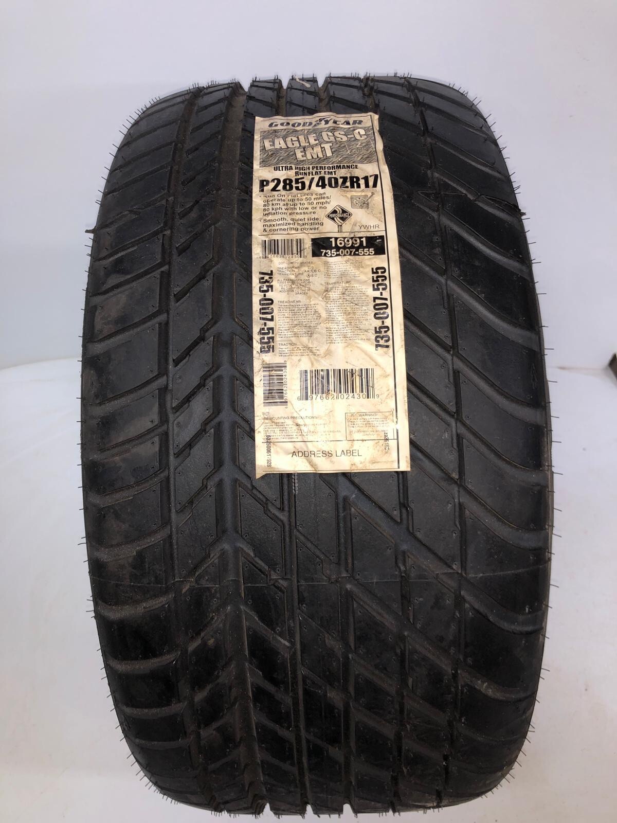 2 New 2854017 Goodyear Eagle Gs-C Emt Run Flat Dot 0212 285/40/17 Right Side