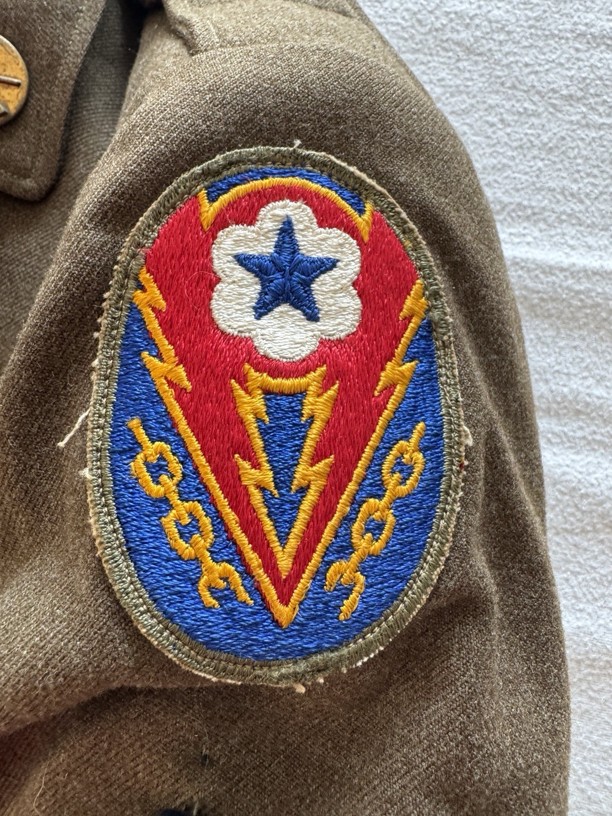 WWII ADSEC Army HQ Patched Ike Jacket W/Awards And Name ID