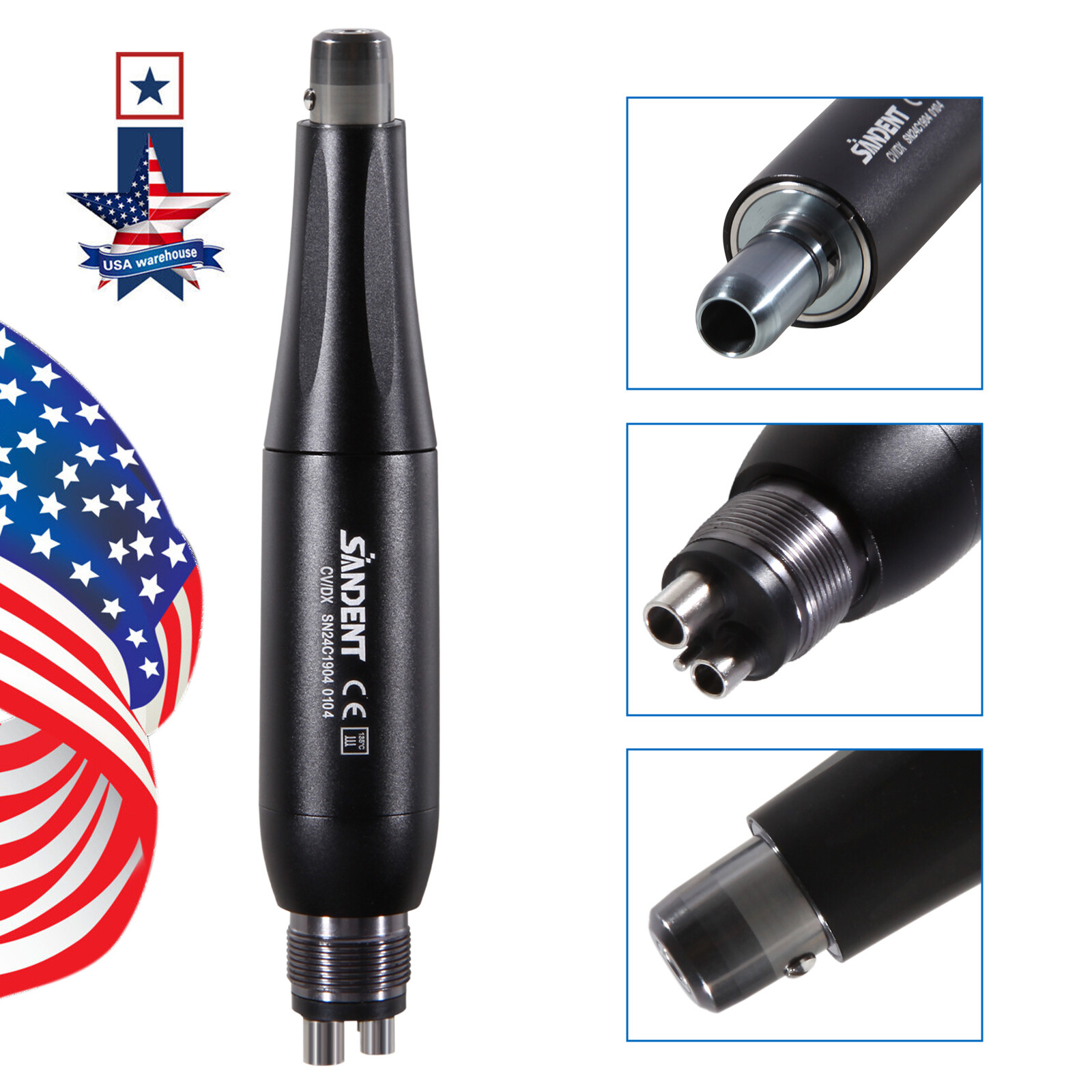 360° Swivel Dental Hygiene Prophy Handpiece Air Motor 4:1 Cone 4 Holes 4000 rpm