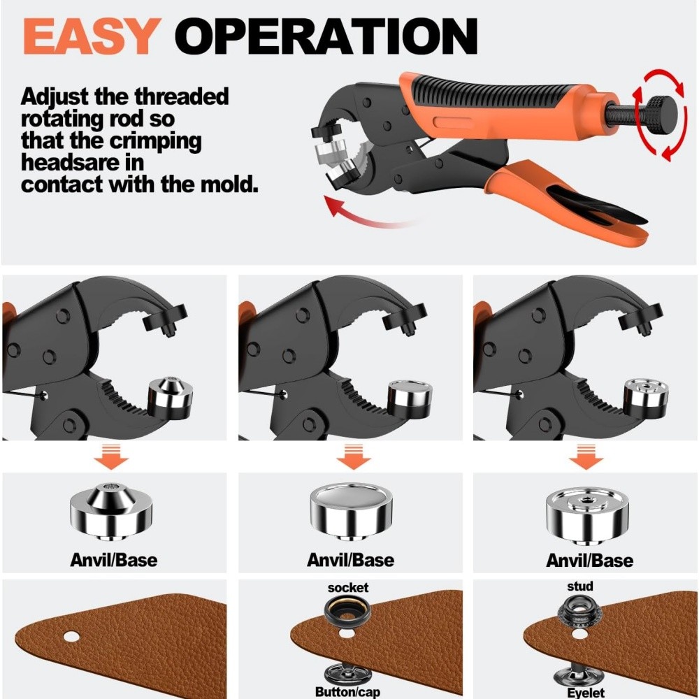 Heavy Duty Snap Fastener Tool Kit Boat Cover Metal Snaps Canvas Sewing Tarps US