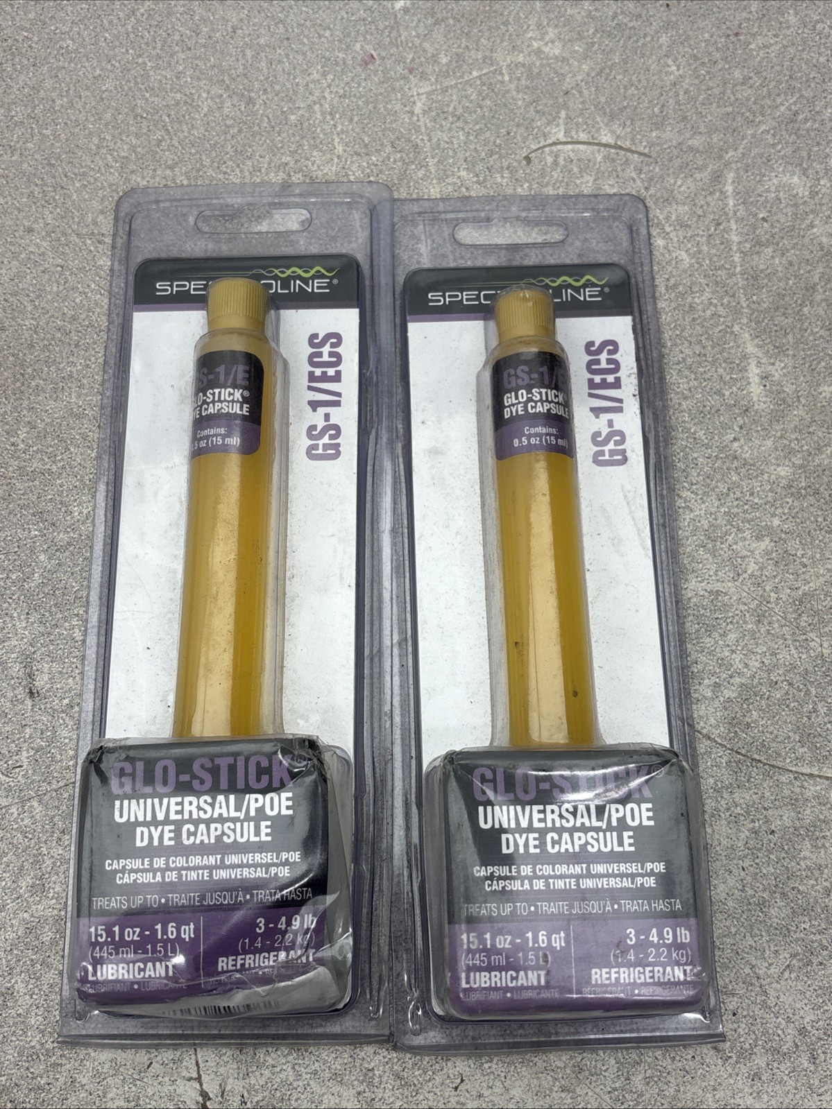 NEW LOT OF 2 Spectroline GS-1/ECS Universal/POE Dye Capsule Glo-Sticks