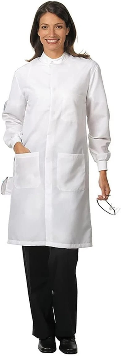 Women’s Fashion Seal 6418 White Lab Coat Fluid Resistant Snap Front