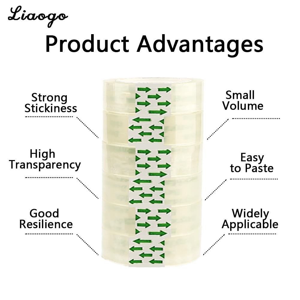 Clear Transparent Tape Rolls 3/4" x 1000" Dispenser Refill 6 Tape Rolls Scotch