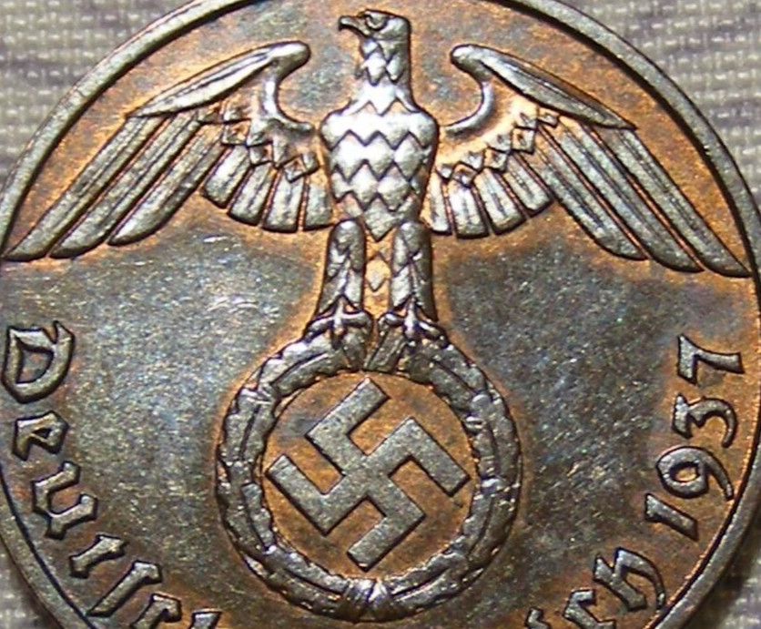 Third Reich Germany  WW2-Era 1 Reichspfennig (Pfennig) Bronze Coin Genuine ...