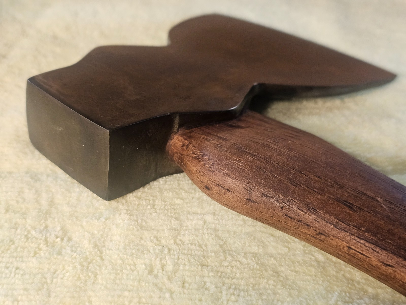 Antique embossed PEXTO broad carpenter hatchet axe