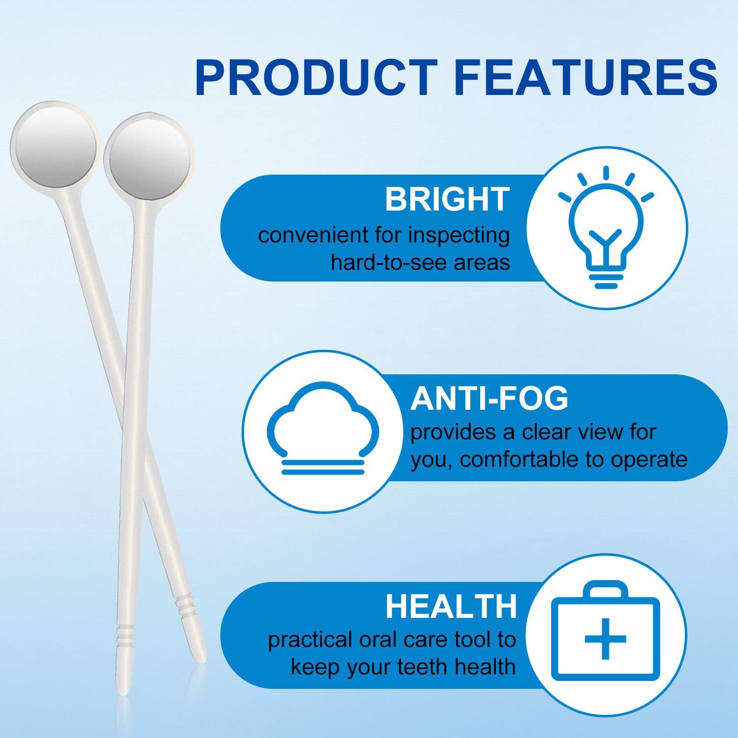 100pcs Disposable Dental Oral Exam Mouth Mirrors Anti Fog Teeth Exam Mirror