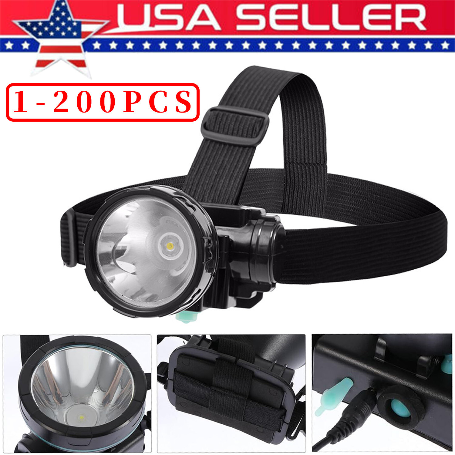 Led Headlight Miner Mining Lamp Torch Camping Fishing Bright Rechargable Light