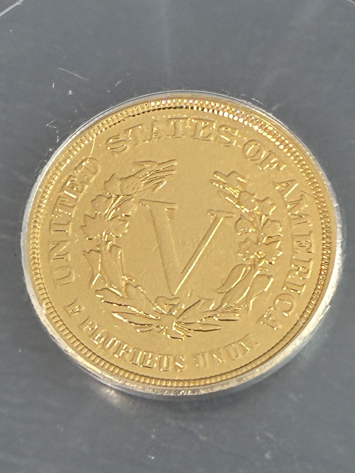 1883 Gold Plated With Out Cents Racketeer V Nickel BEAUTIFULLY Uncirculated