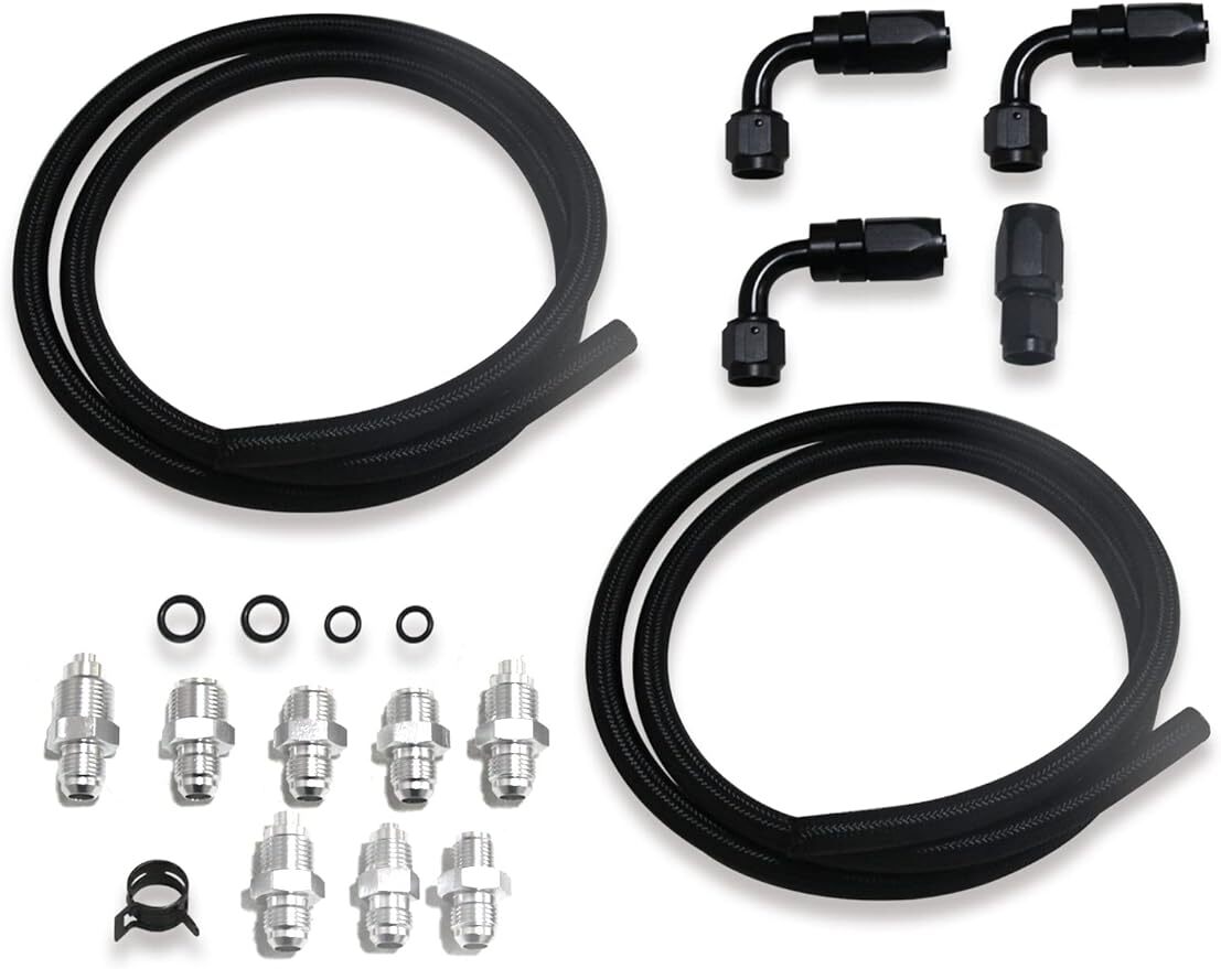 Universal Power Steering Pump Hose Kit Replace for GM LS Swap Pressure Return