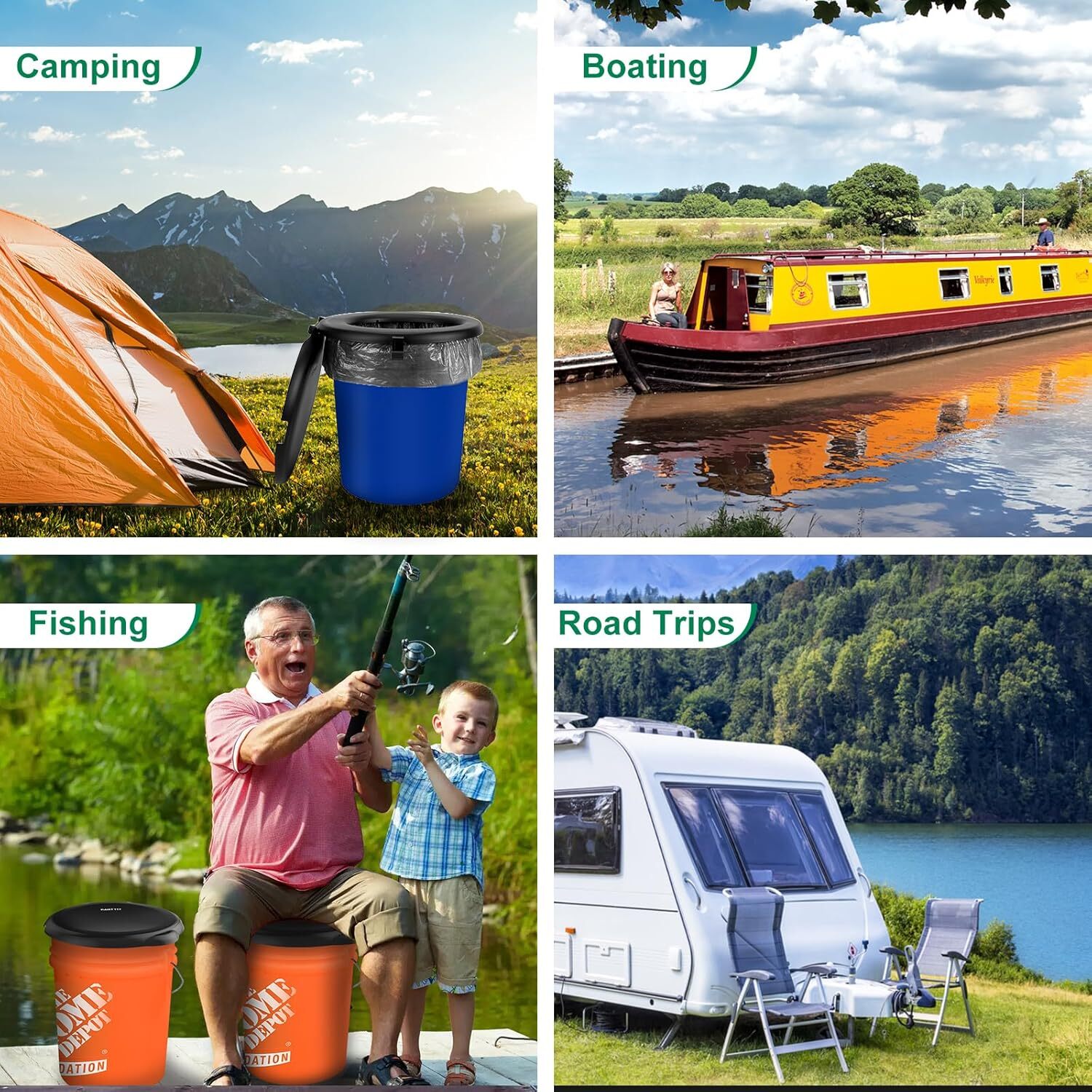 Portable Toilet Seat for 5 Gal Buckets, Camping Toilet Seat with Lid for Outdoor