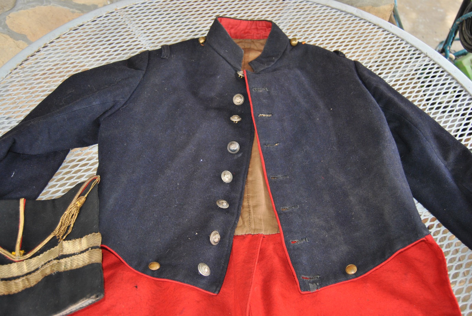 Late 1800s Old French Parisian Theatre Napoleonic Uniform Tunic and Bonnet