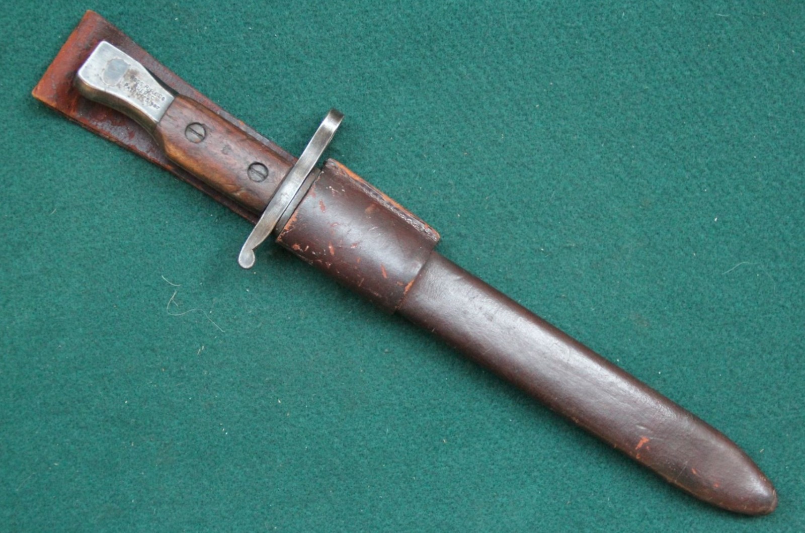 WWI WW1 Canadian Ross Bayonet & Leather Scabbard Mk II Modified Free Shipping