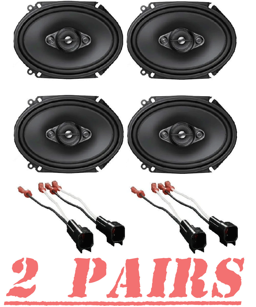4 Pioneer TS-A6880F 4-Way 6x8" 350W Car Speakers + Adapters for Ford Vehicles
