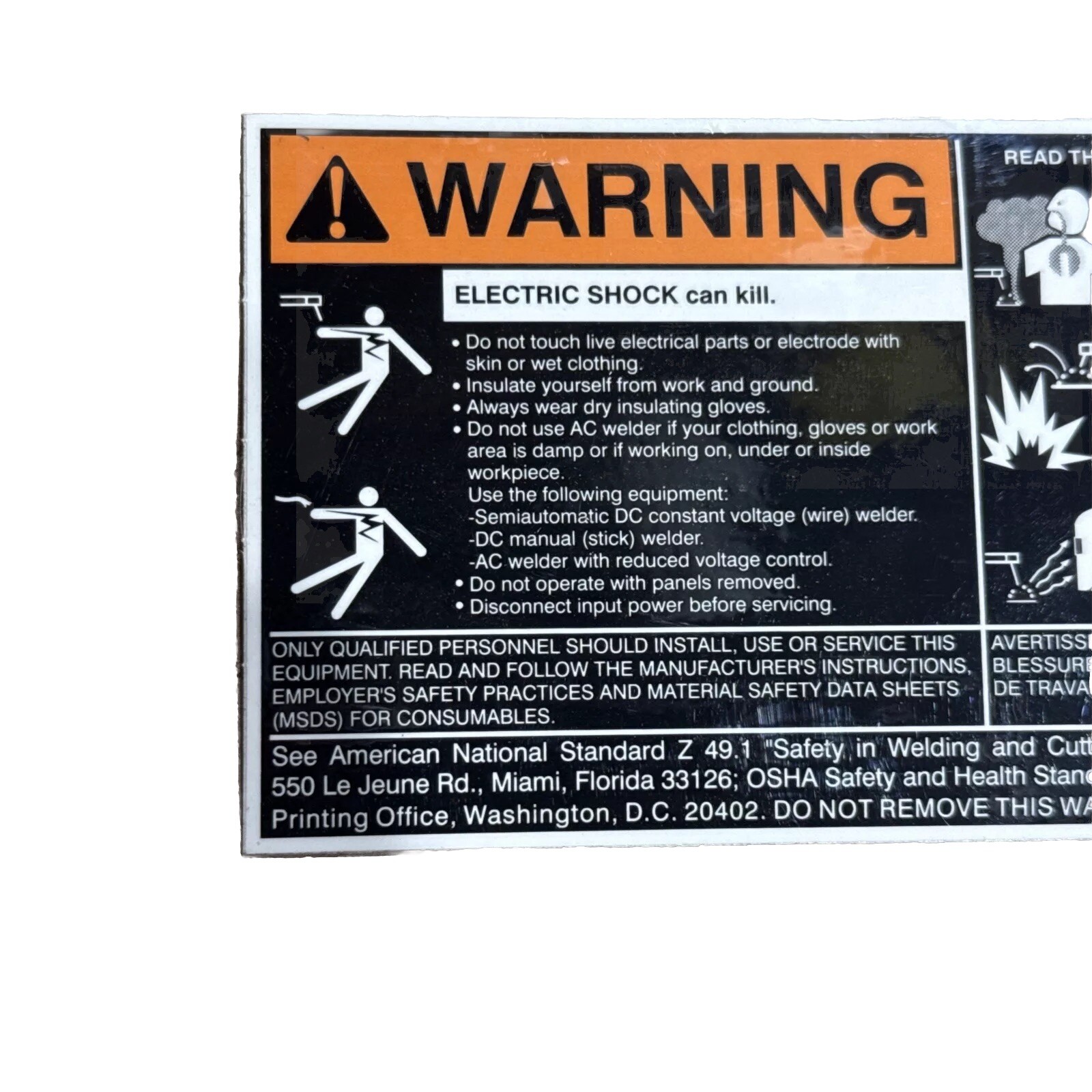 Lincoln Electric 9SM16196 DECAL-WARNING M16196 Sticker