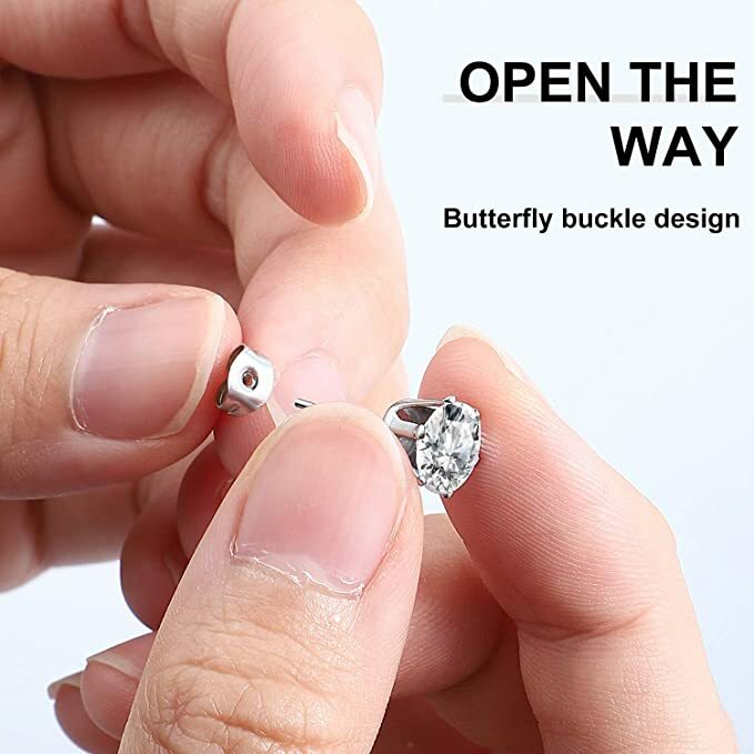 12 pairs of 3mm-8mm Stainless Steel Cubic Zirconia Men Women Ear Stud Earrings