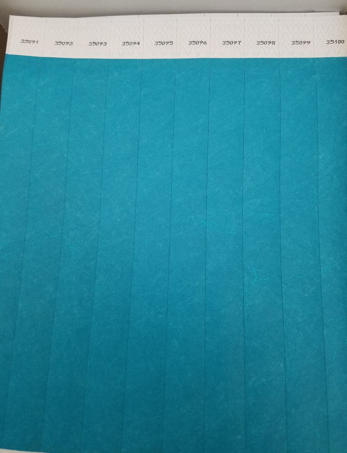 100  3/4"  AQUAMARINE TYVEK WRISTBANDS, WRISTBANDS FOR EVENTS, PAPER WRISTBANDS