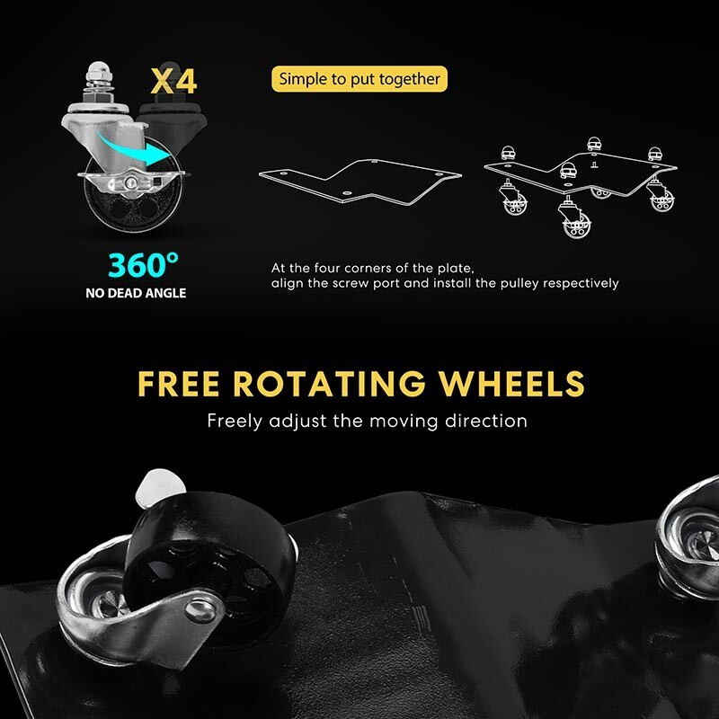 2/4pcs Car Dolly Wheel Heavy Duty Skate Auto Repair Dolly Slide 6000lbs Load