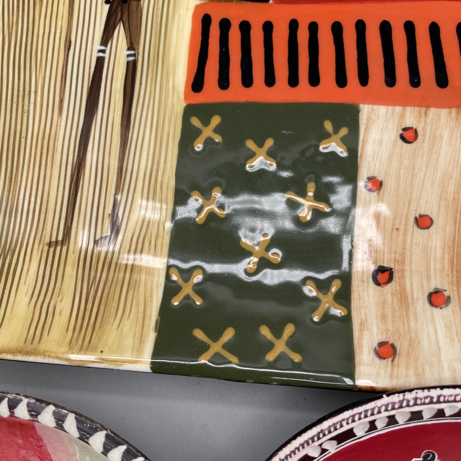 Hand Painted ELSONA Daphne African Art Plate /Dish Set