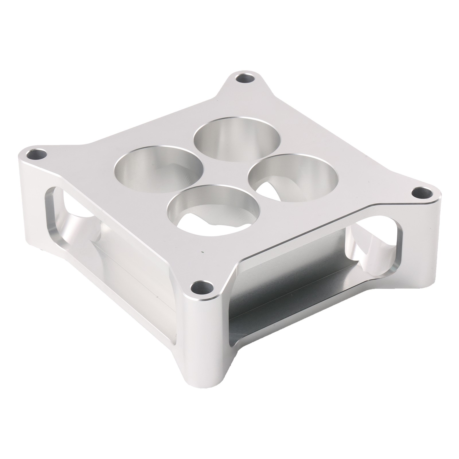 Silver 2-inch Aluminum 4150 CNC Machined Carburetor Spacer Square Bore 4 Port US