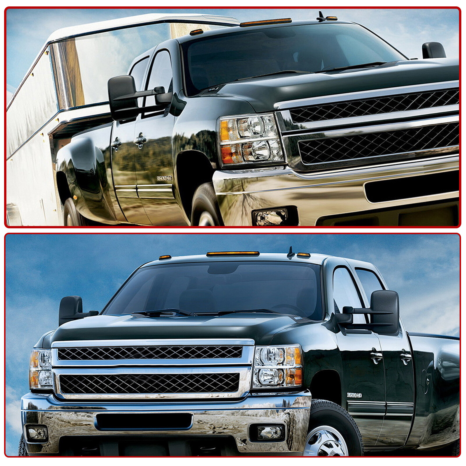 Pair Power Heated Tow Mirrors For 2007-2013 Chevy Silverado 1500 2500 3500 HD