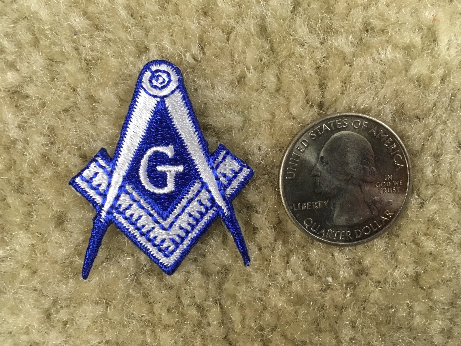 #5091 MASONIC BIKER PATCH EMBROIDERED IRON ON Mason Freemason SQUARE COMPASS