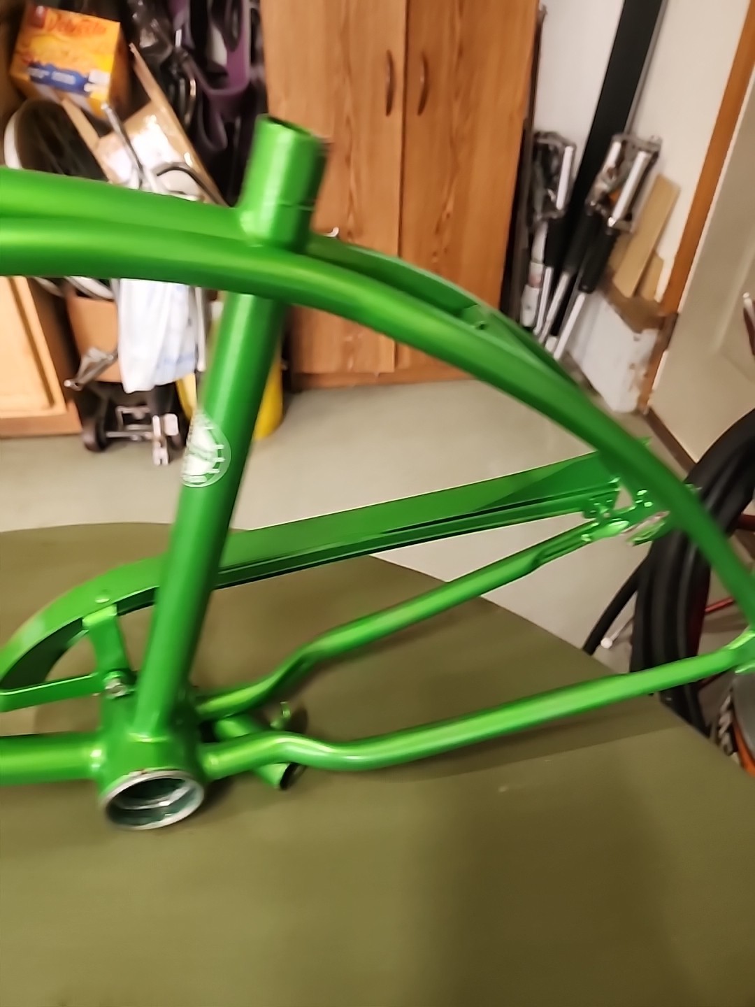 1966 SCHWINN STINGRAY LIME GREEN FRAME FORK + CHAINGUARD NICE SHAPE REPAINT L$$K