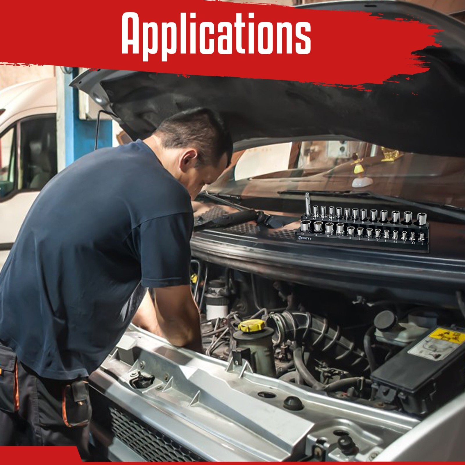 6-Piece Socket Holder Set, Magnetic Socket Organizer Set