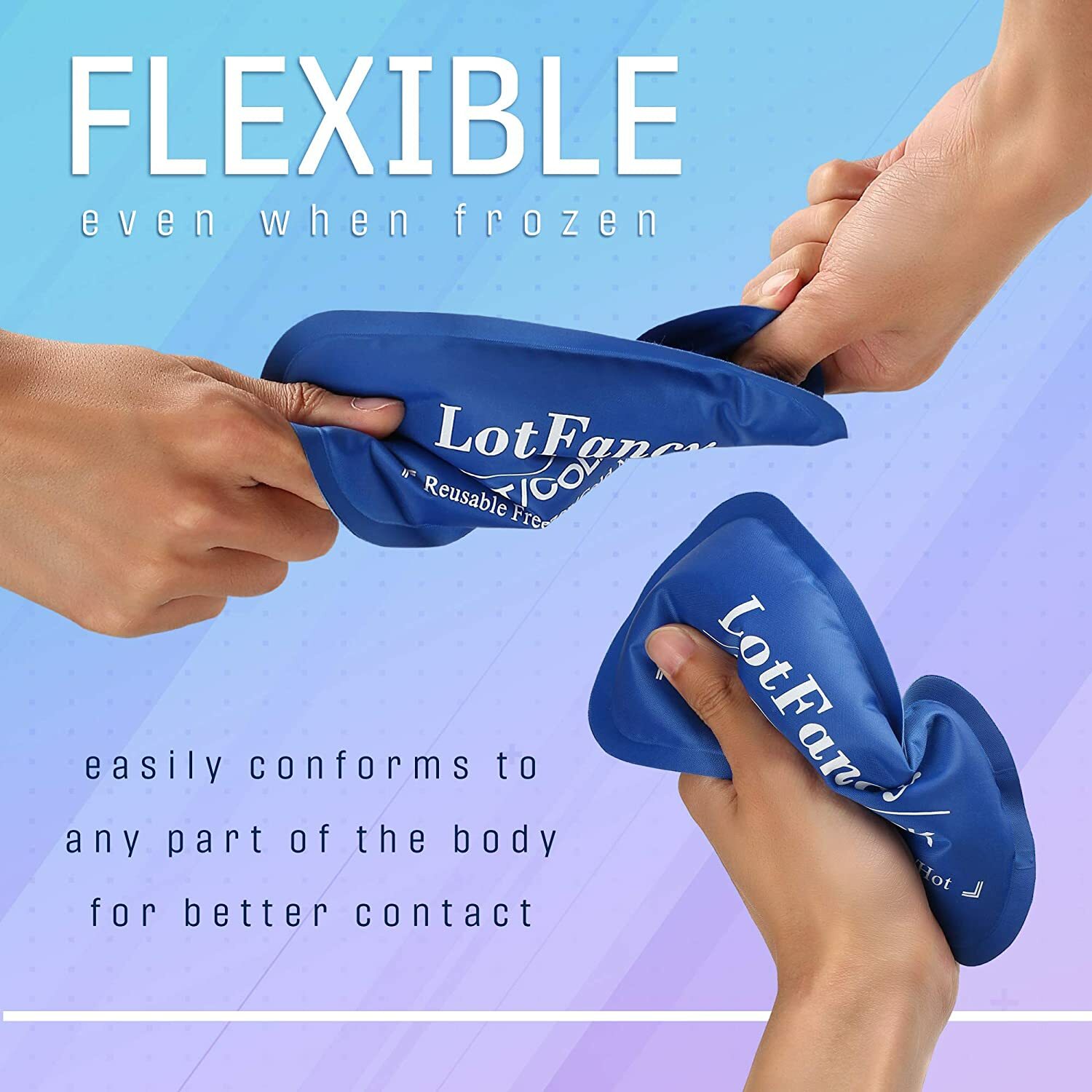 2PCS Reusable Hot/Cold Compress Gel Ice Packs for Sports Injuries Pain Relief